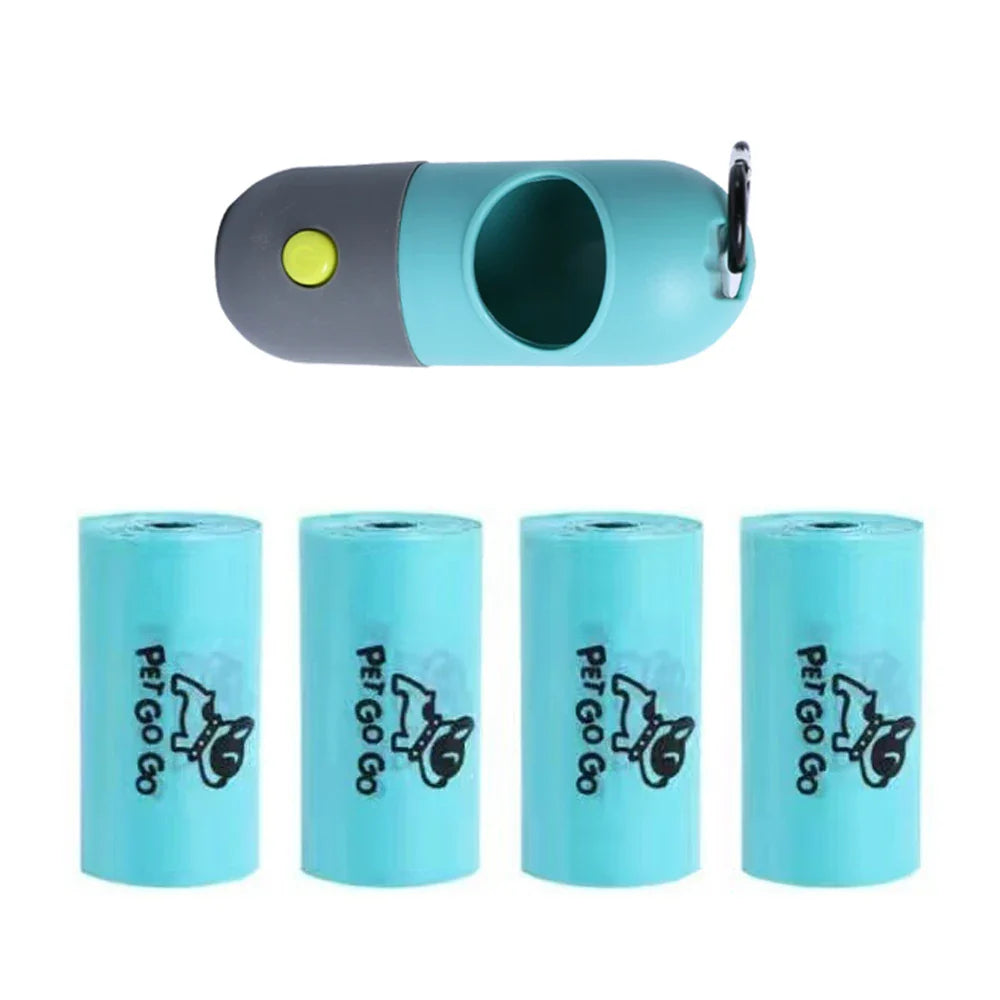 Portable Dog Poop Bag Dispenser with LED Light - Your Travel Companion for Effortless Clean-Up!
