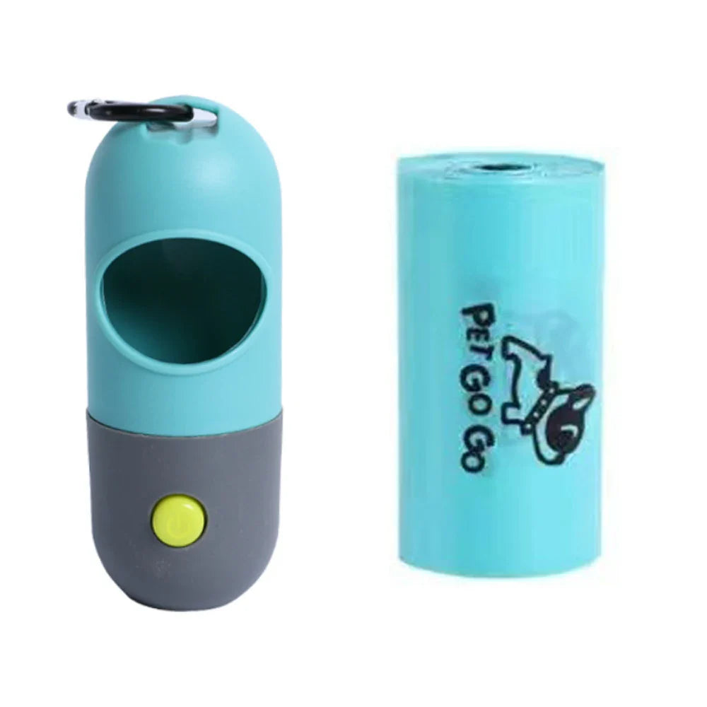 Portable Dog Poop Bag Dispenser with LED Light - Your Travel Companion for Effortless Clean-Up!